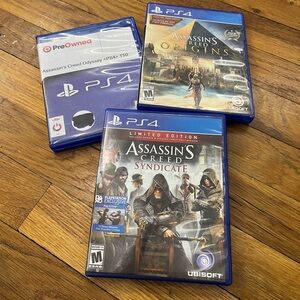 Assassins creed Origins, Odyssey, and Syndicate ps4 games (lightly used)